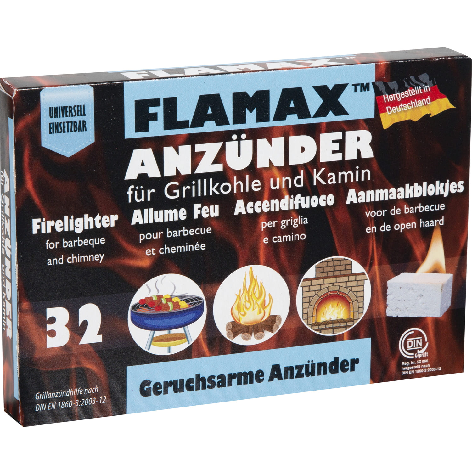 Kaminanzünder FLAMAX Geruchlose Anzünder | 32 Stück | kaminprofi24.de